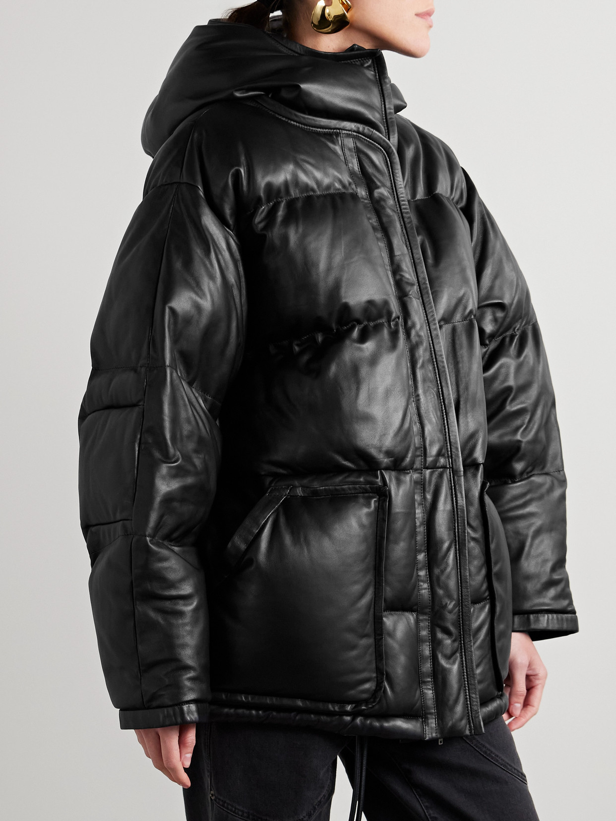 Isabel Marant Kelori Hooded Padded Quilted Leather Coat In Black