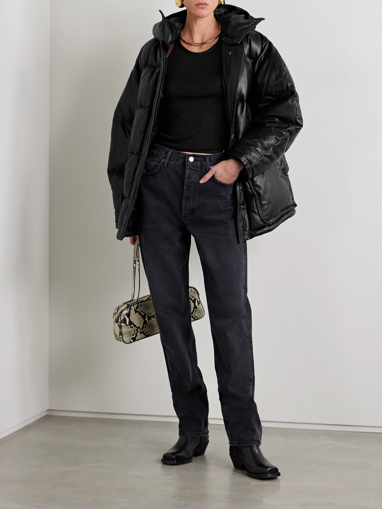Isabel Marant Kelori Hooded Padded Quilted Leather Coat In Black