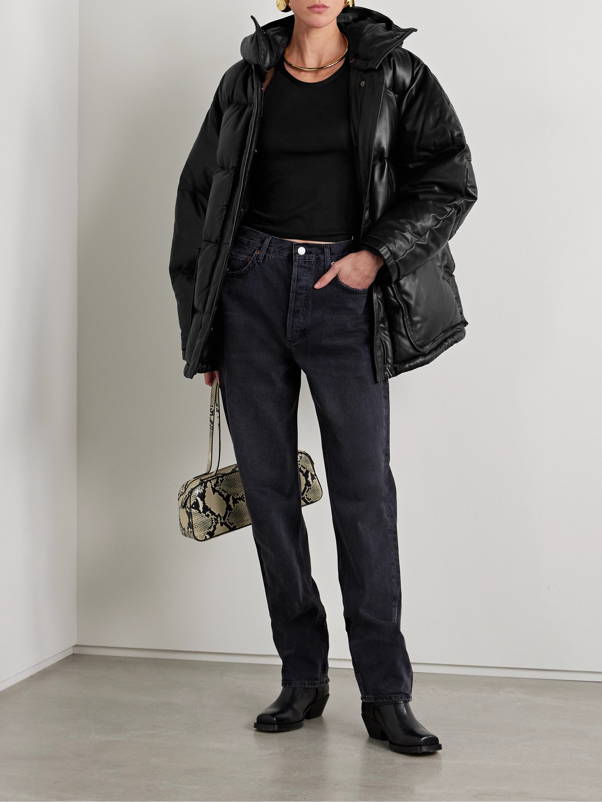 Isabel Marant Kelori hooded padded quilted leather coat thumbnail