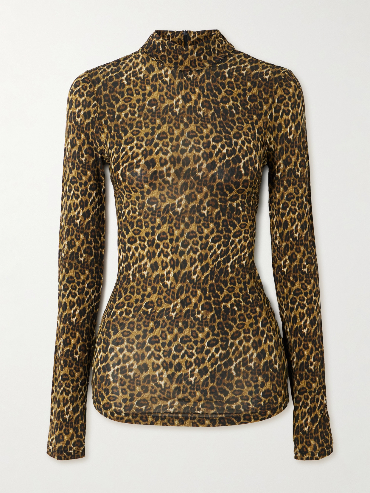 Isabel Marant Joyela Leopard-print Stretch-mesh Turtleneck Top In Animal Print