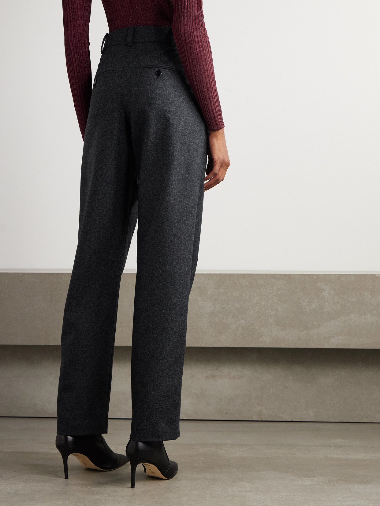 Isabel Marant Casile Pleated Wool-flannel Straight-leg Pants In Gray