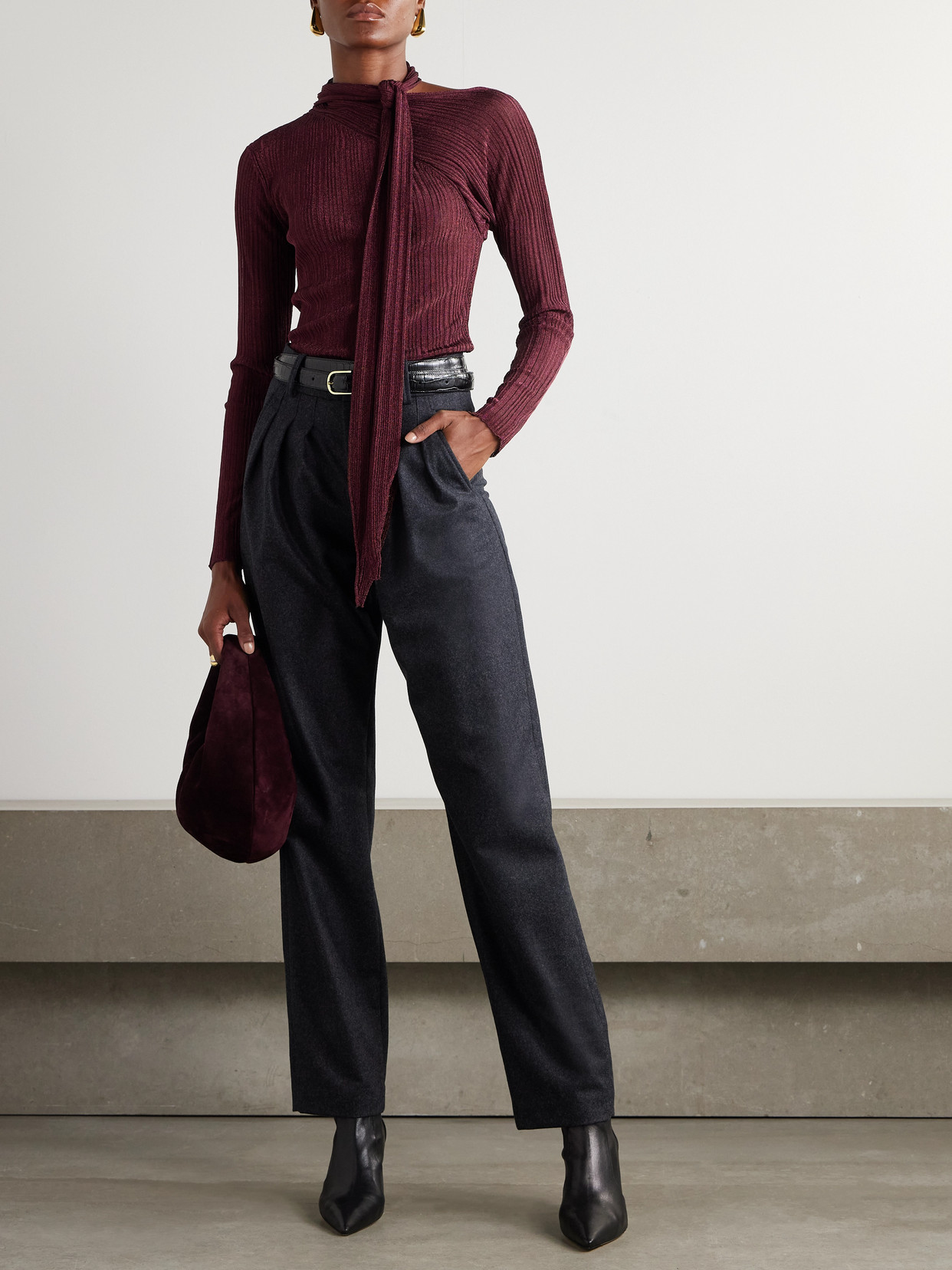 Isabel Marant Casile Pleated Wool-flannel Straight-leg Pants In Gray