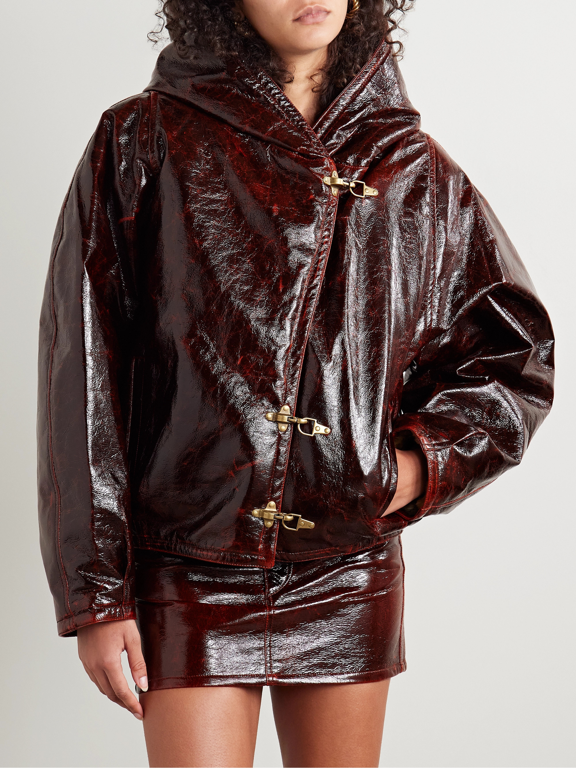 Isabel Marant - Lanniya hooded coated crinkled cotton-blend jacket