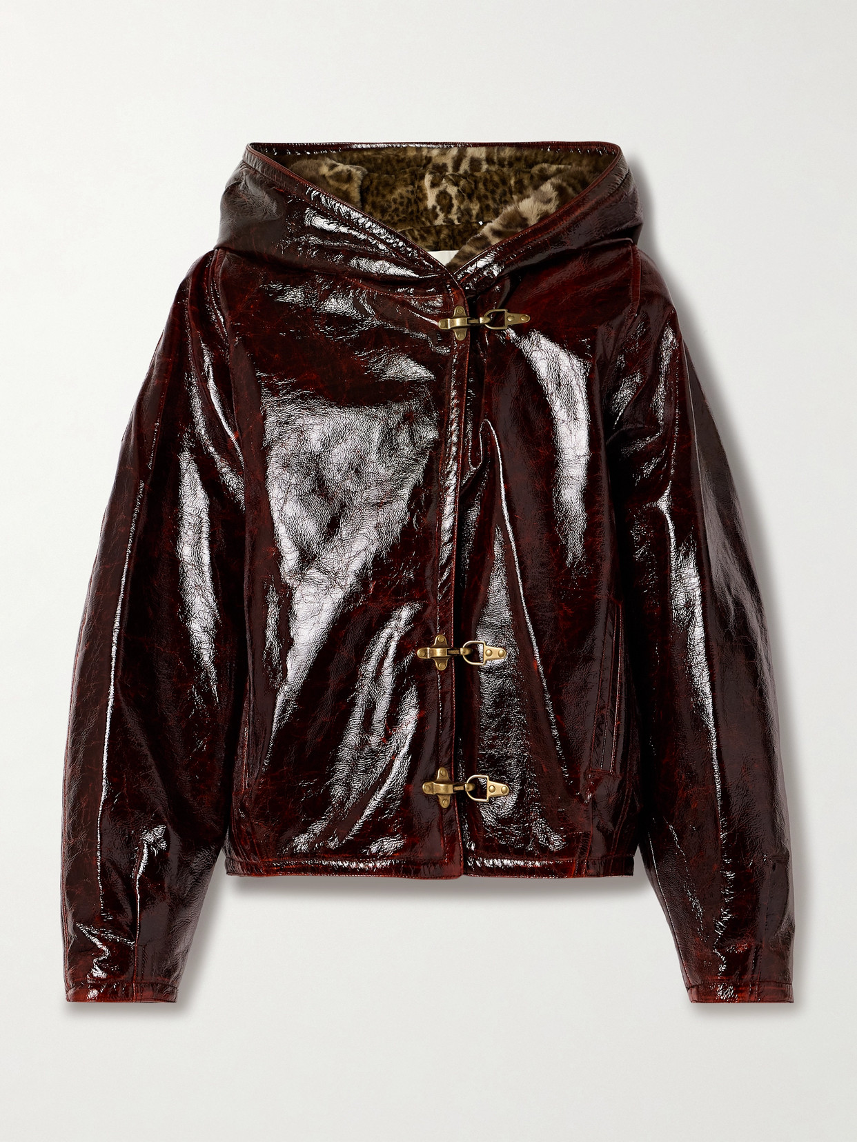 Isabel Marant - Lanniya Hooded Coated Crinkled Cotton-blend Jacket - Burgundy