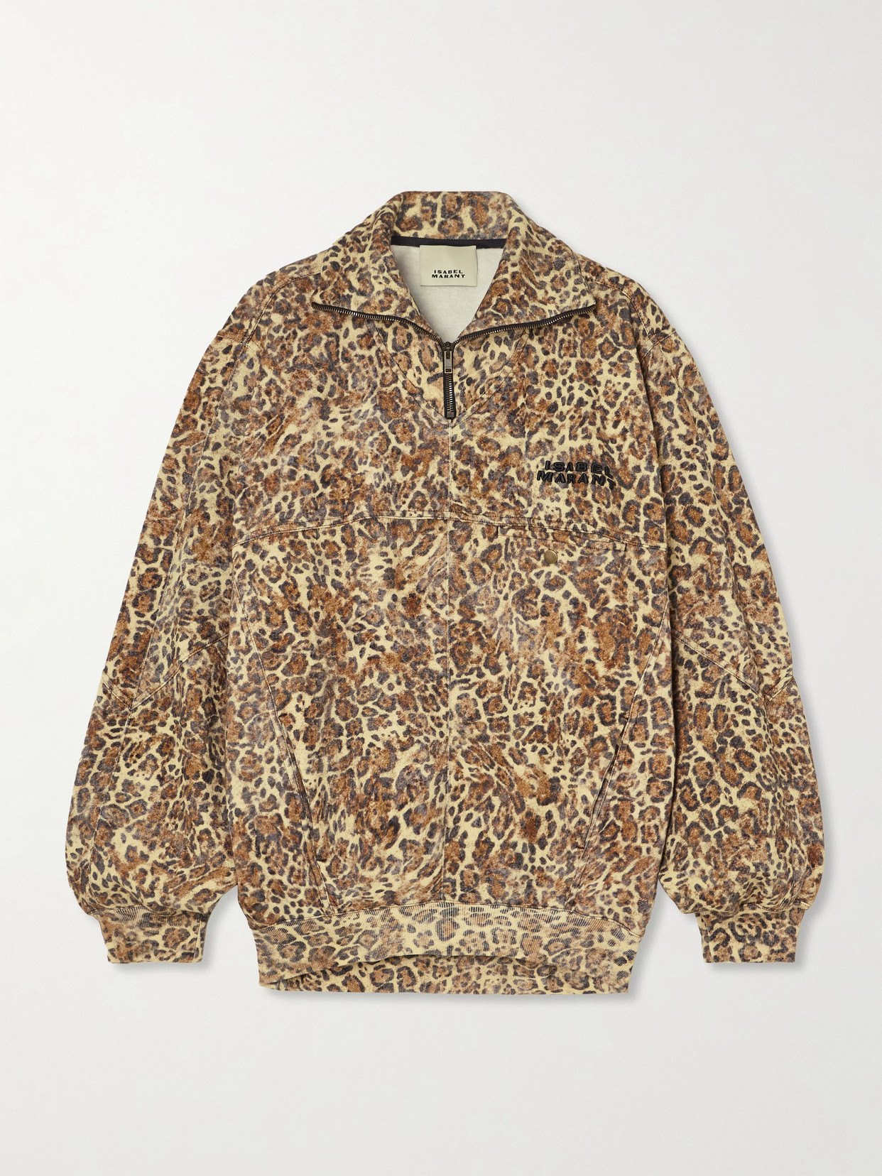Isabel Marant Wilda Embroidered Leopard-print Cotton-blend Jersey Sweatshirt In Animal Print