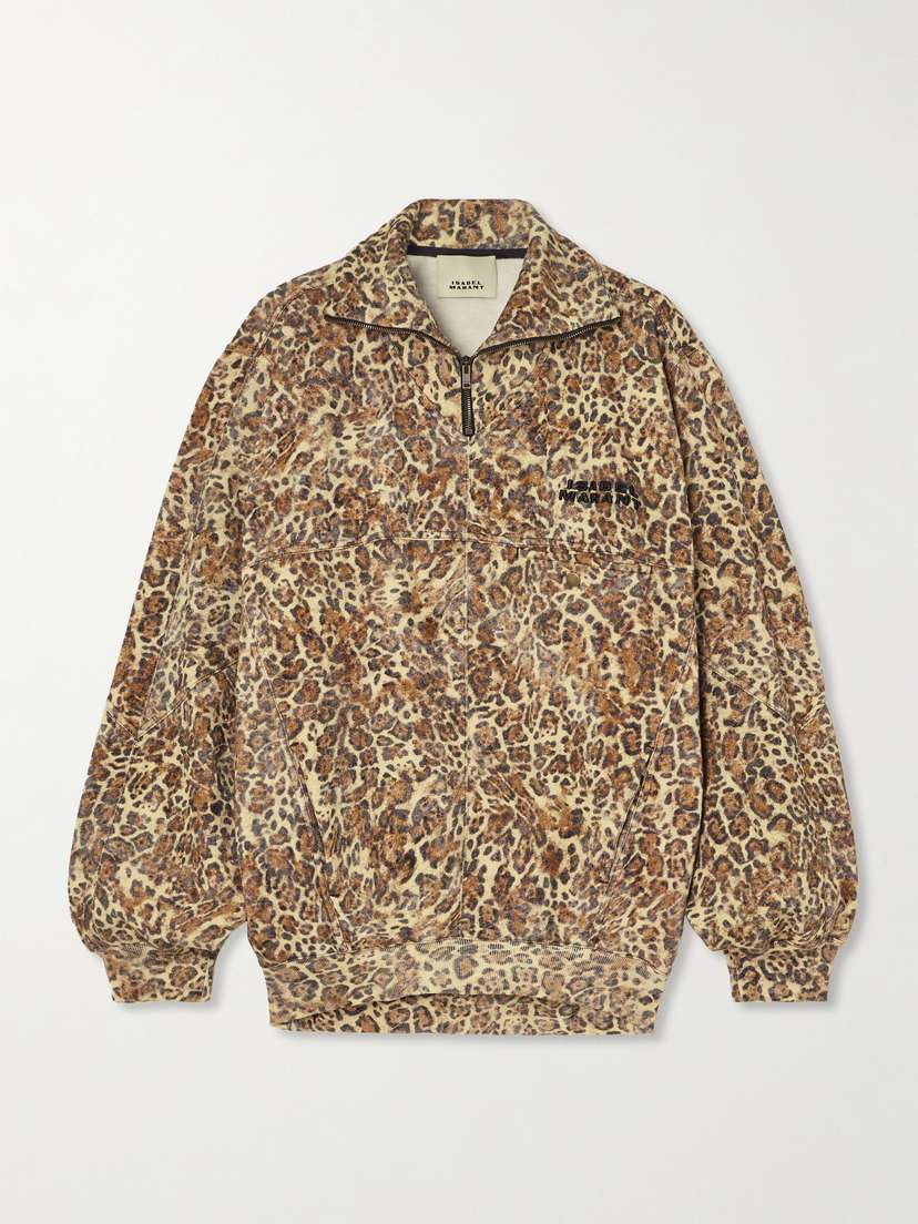 Isabel Marant Wilda Embroidered Leopard-print Cotton-blend Jersey Sweatshirt