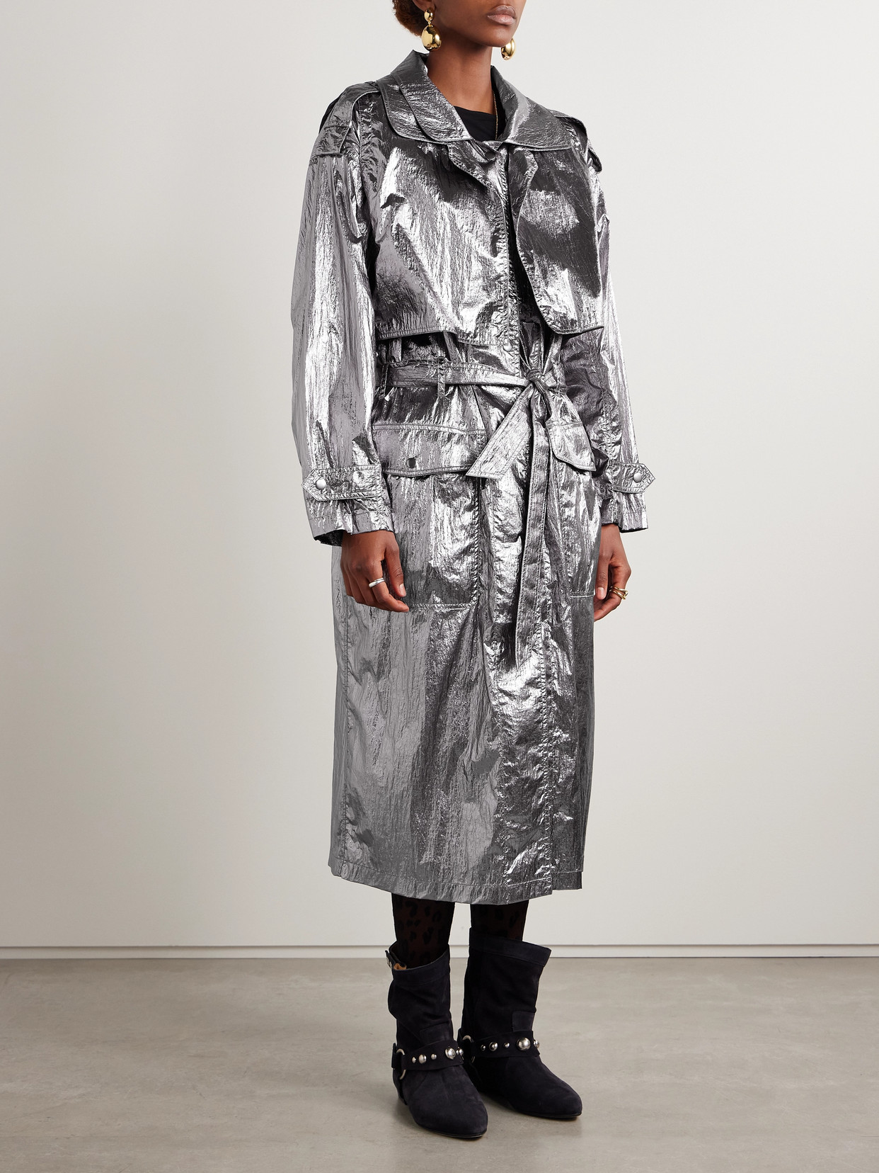 Isabel Marant Lsikagd Trench Coat In Metallic
