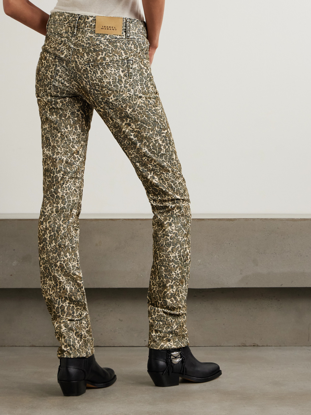 Isabel Marant Ferni Leopard-print Cotton-blend Corduroy Slim-leg Pants In Animal Print