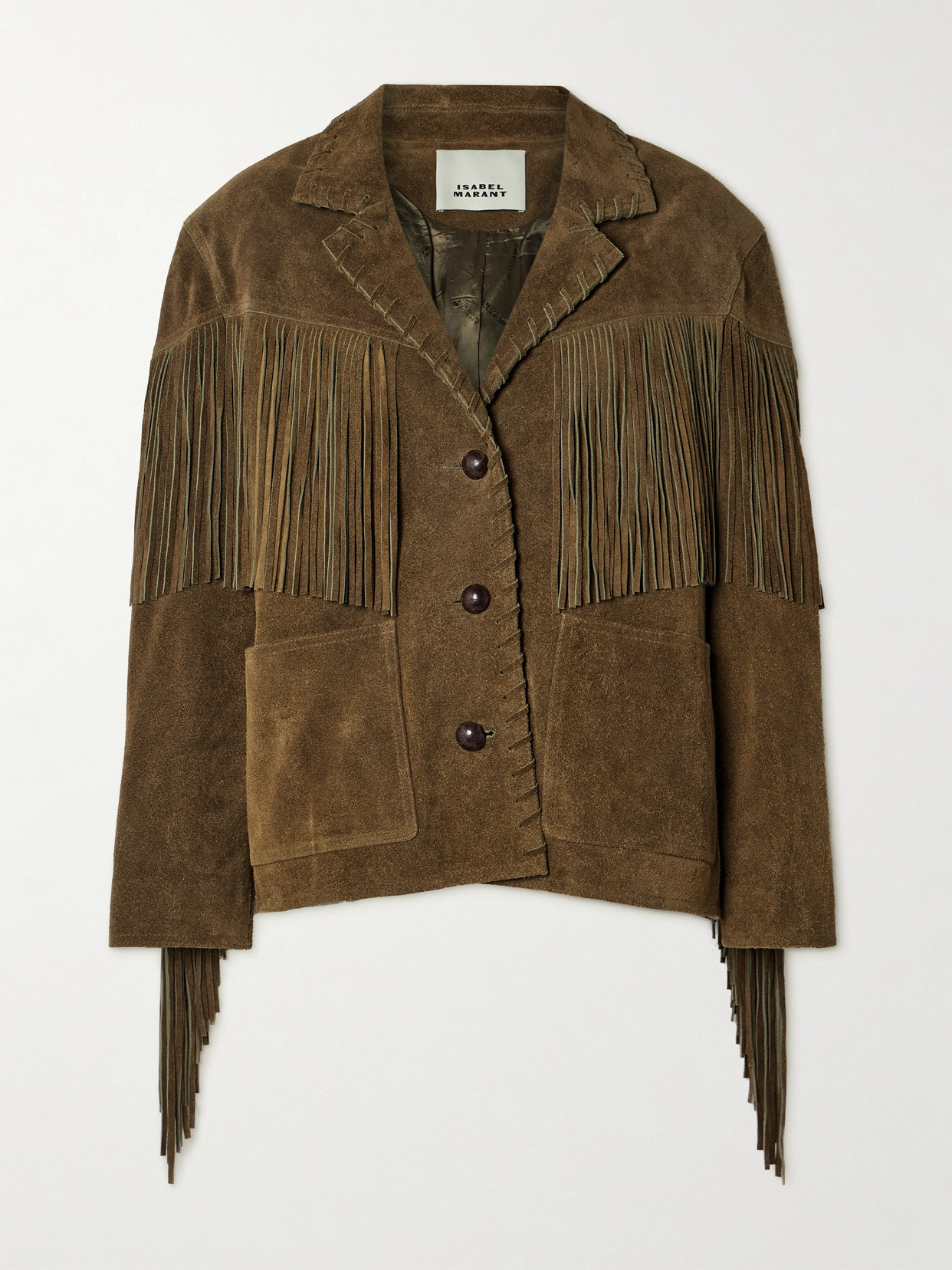 Isabel Marant - Fabie Fringed Whipstitched Suede Jacket - Brown