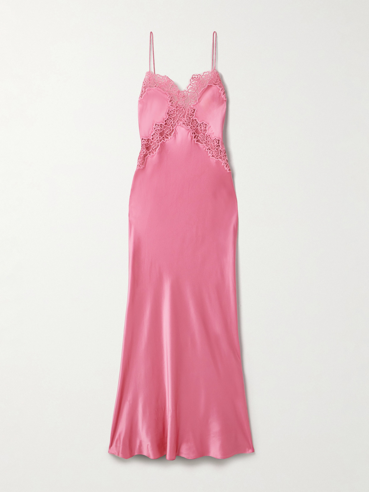 Rebecca Vallance - Selena Lace-trimmed Silk-satin Gown - Pink