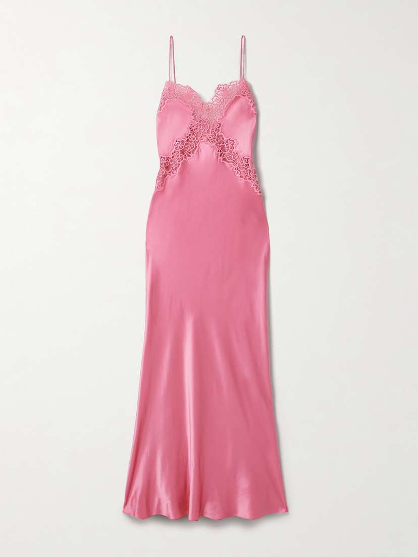 Rebecca Vallance Selena Lace-trimmed Silk-satin Gown