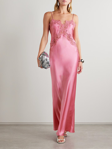 Rebecca Vallance Selena lace-trimmed silk-satin gown