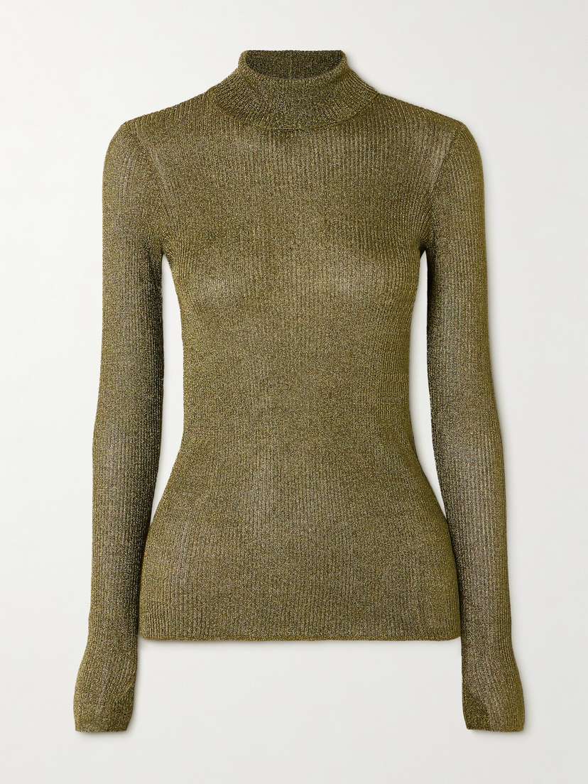 Isabel Marant Jaelis Metallic Ribbed-knit Turtleneck Sweater