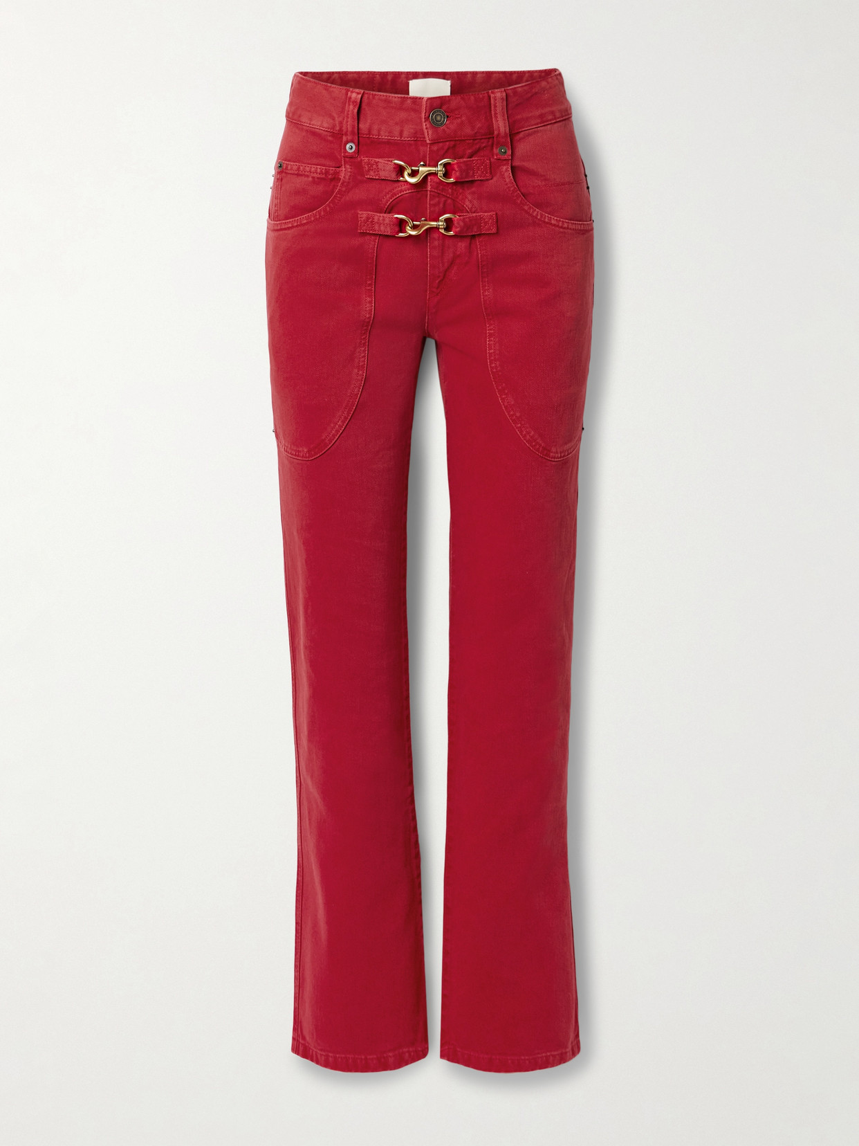 Isabel Marant - Brinley Embellished High-rise Straight-leg Jeans - Red