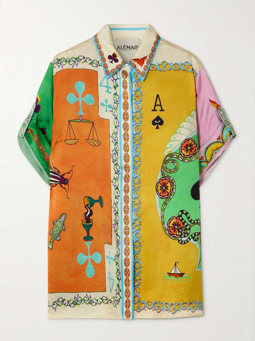 ALEMAIS Rummy Printed Silk-satin Shirt