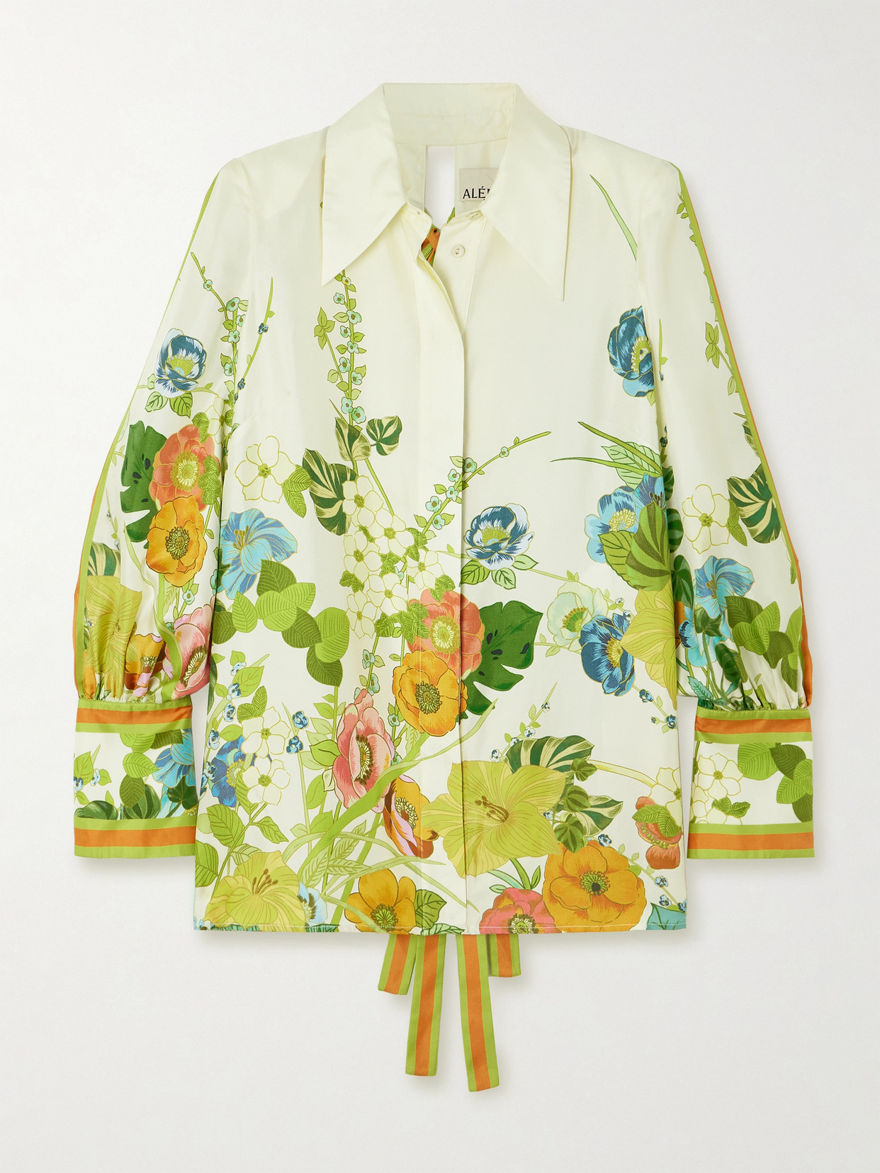 Alemais Constance Back Ribbon-tie Floral Silk Shirt In Yellow