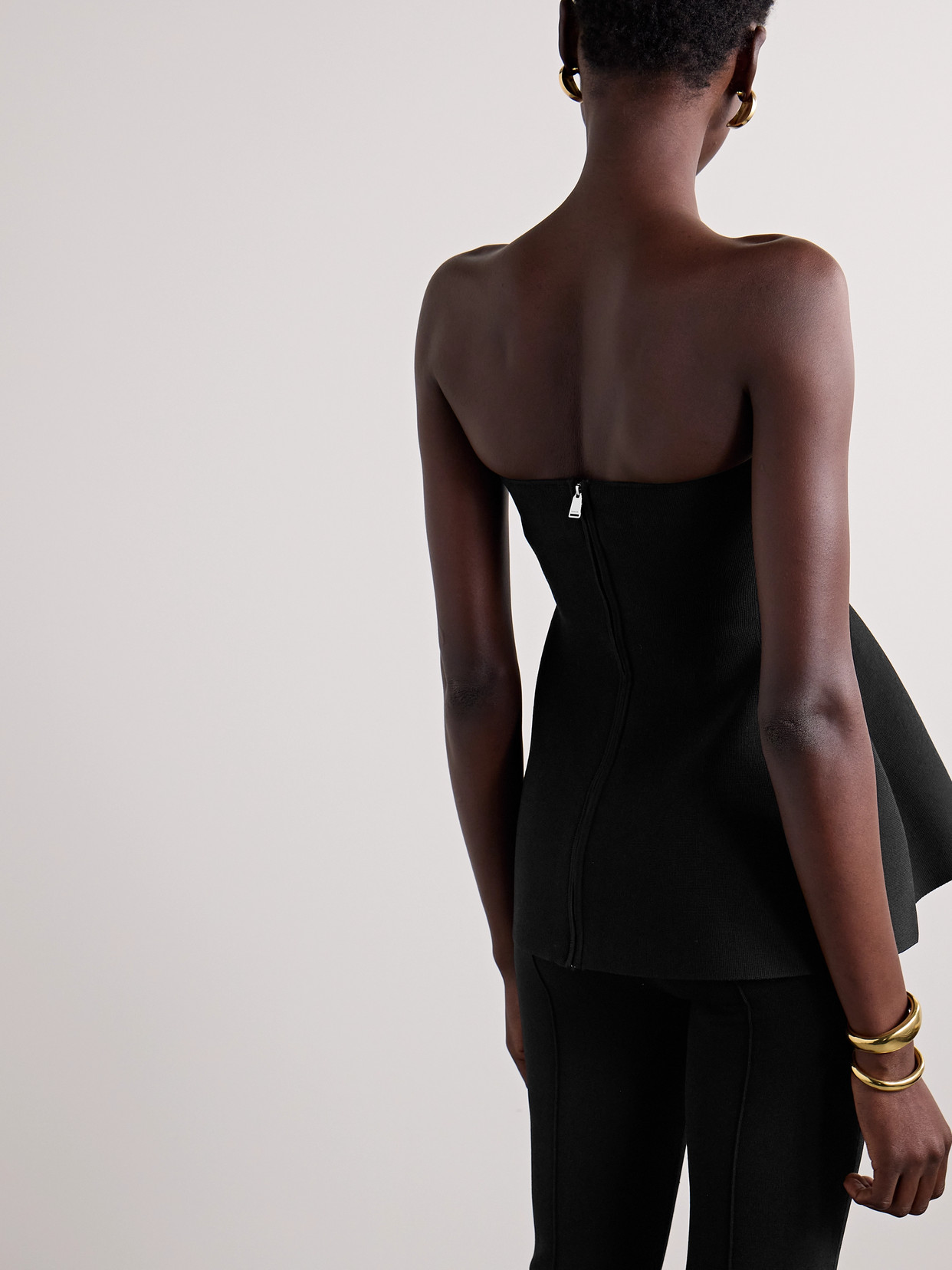 Simkhai Ioanna Strapless Peplum Top In Black