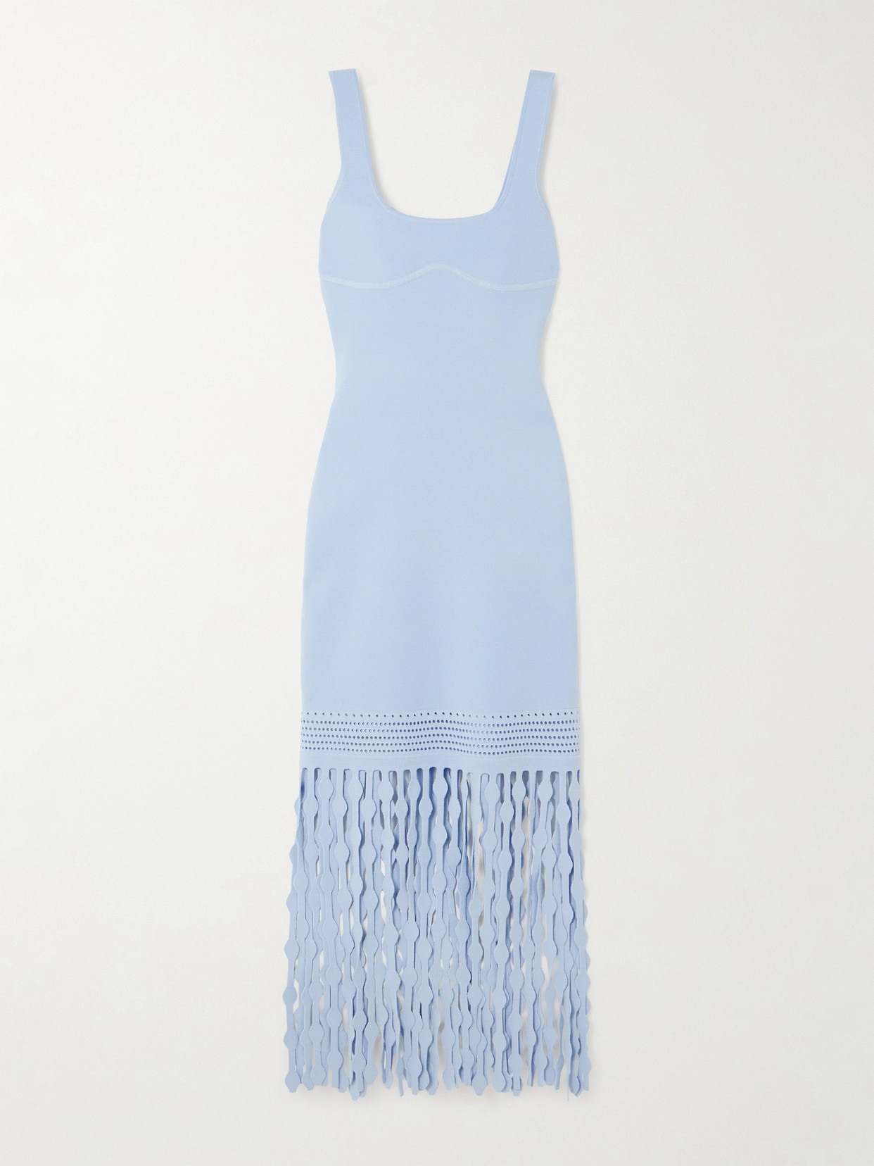 SIMKHAI - Signa Fringed Open-knit Maxi Dress - Blue
