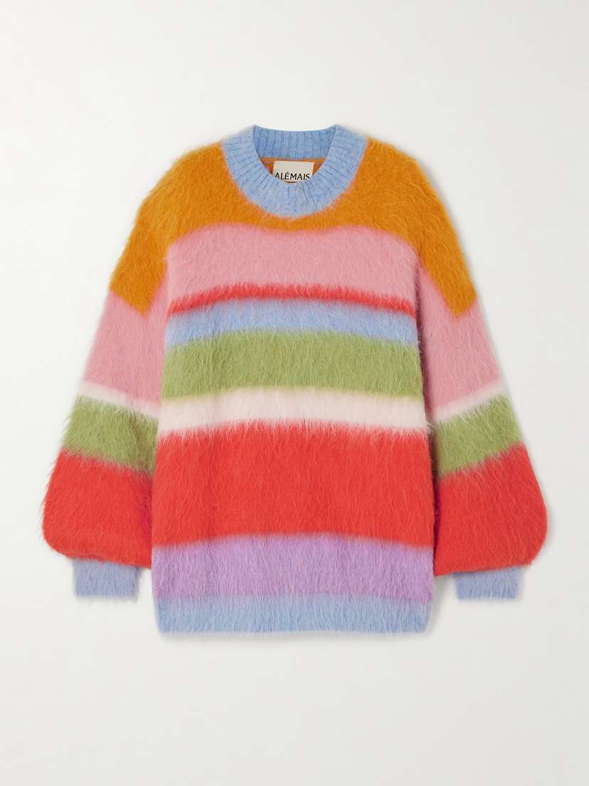 ALEMAIS Sporty Striped Brushed Alpaca-blend Sweater - x large