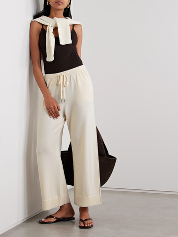 SIMKHAI Celine cotton and cashmere-blend wide-leg pants