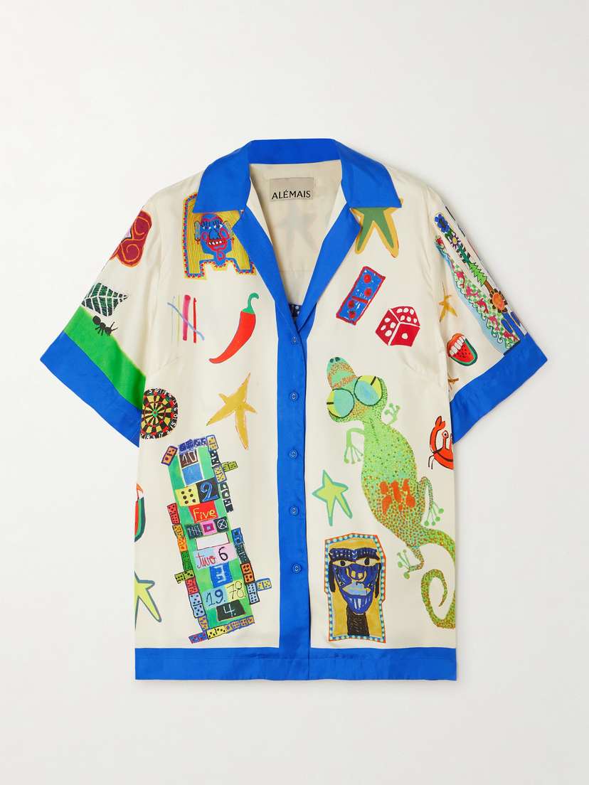 ALEMAIS Rollers Printed Silk-twill Shirt
