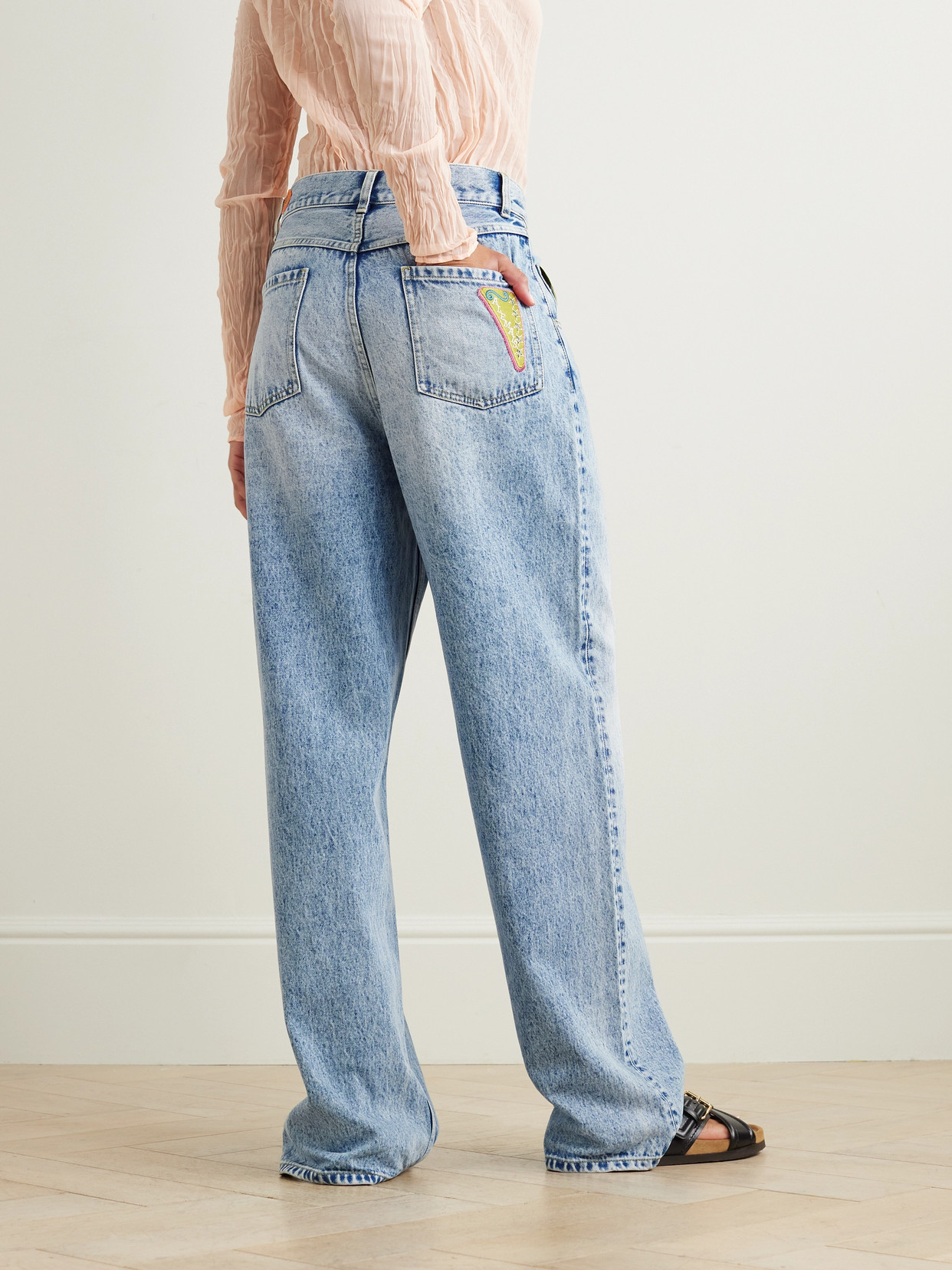 Alémais - Jackpot Appliquéd High-Rise Straight-Leg Jeans