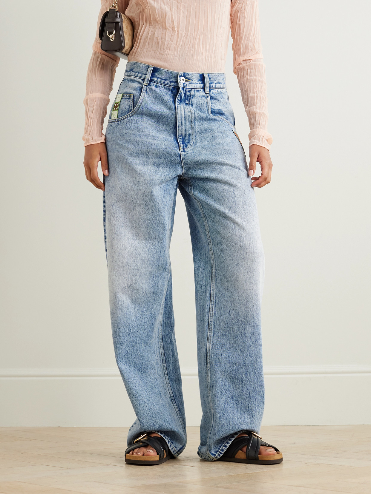 Alémais - Jackpot Appliquéd High-Rise Straight-Leg Jeans
