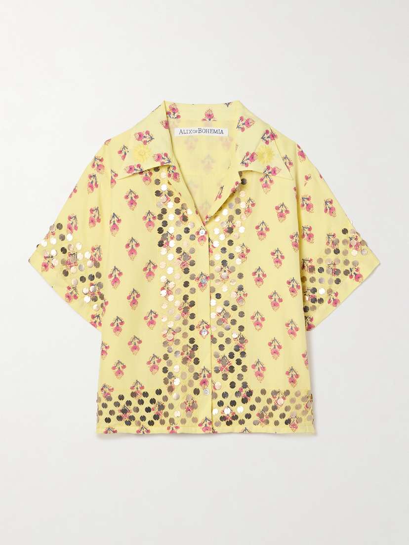 ALIX OF BOHEMIA Stevie Embellished Floral-print Tencel™ Lyocell Shirt