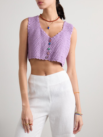 Alix Of Bohemia Ludi cropped open-knit cotton top