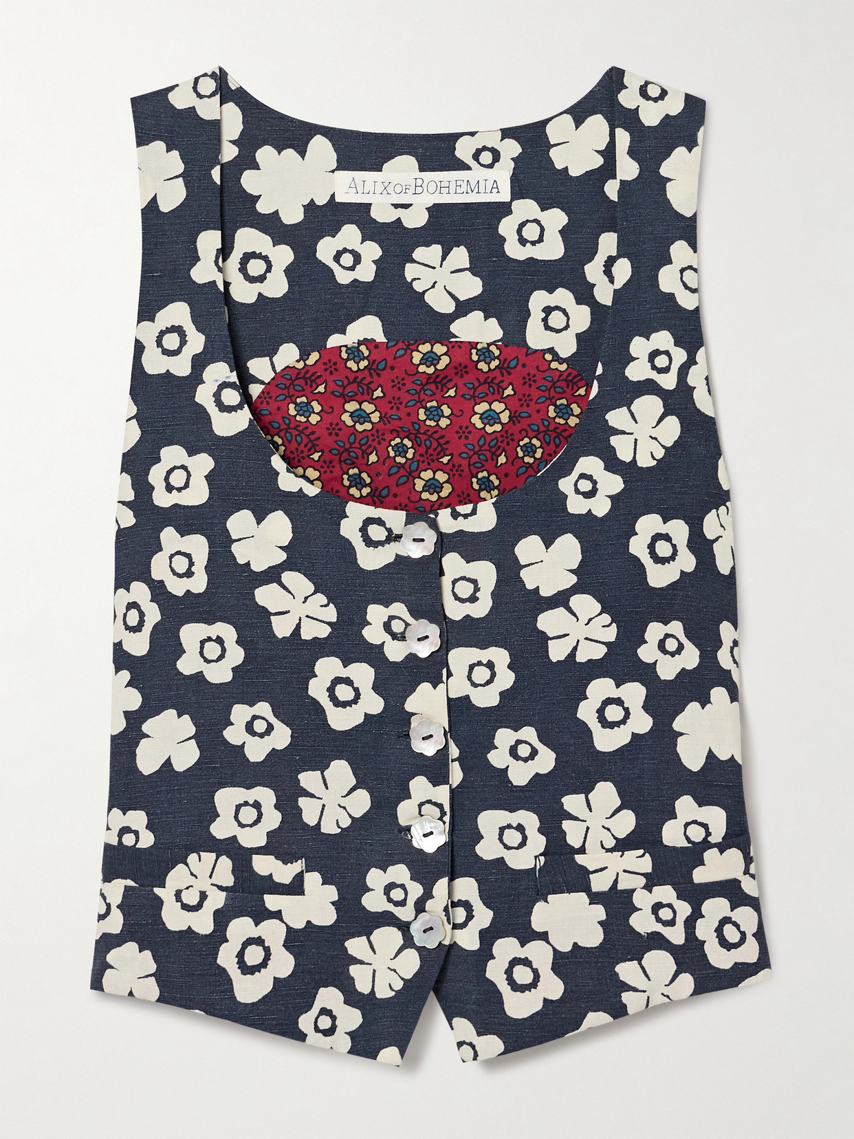 ALIX OF BOHEMIA - Vivienne Floral-print Cotton Top - Blue