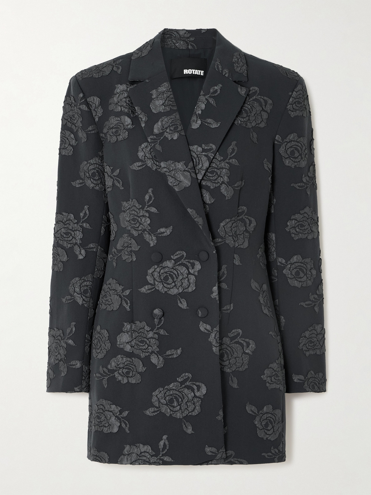 Rotate Birger Christensen Floral-appliquéd Recycled-grain De Poudre Mini Dress In Gray