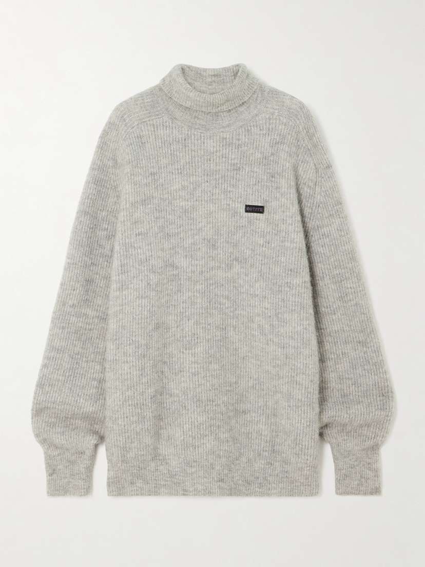 Rotate Birger Christensen Appliquéd Merino Wool-blend Turtleneck Sweater