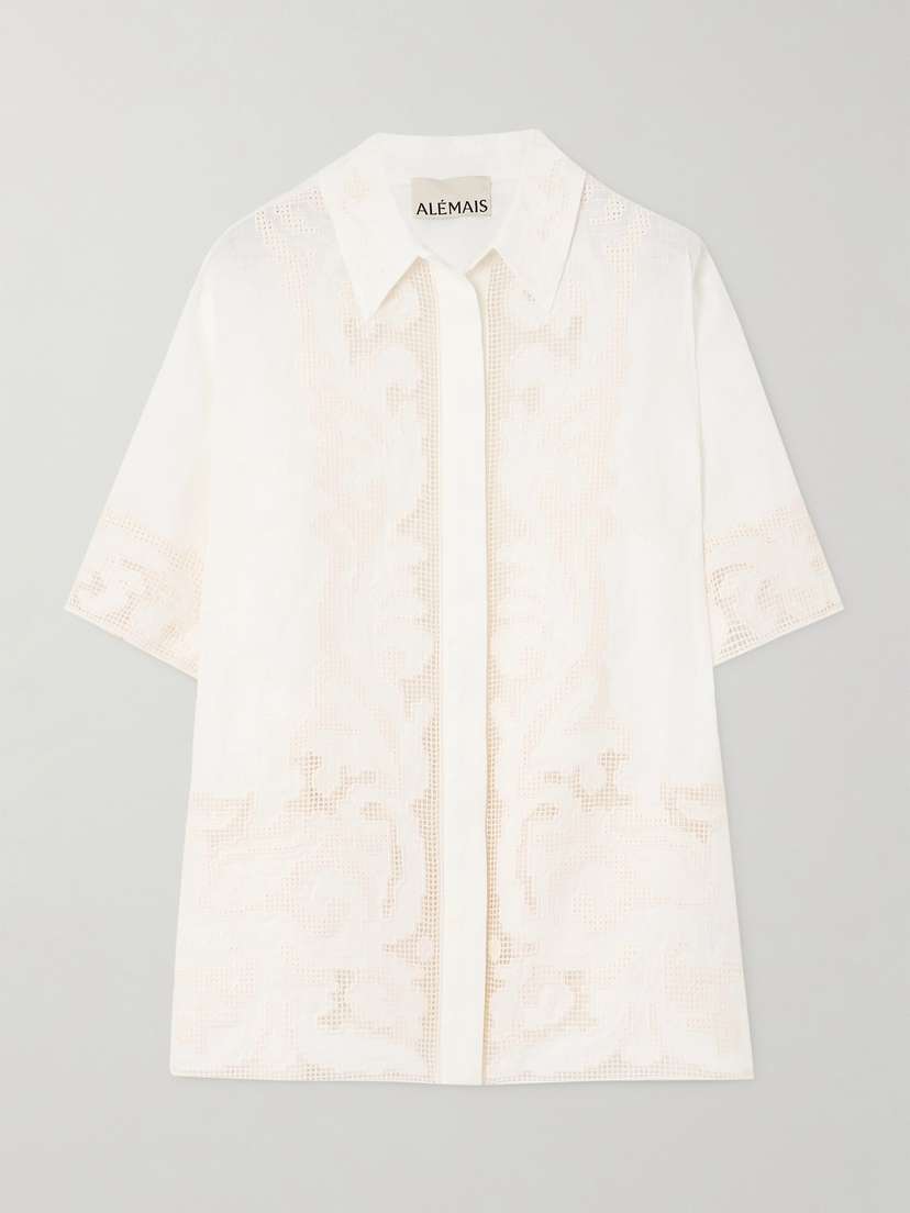 ALEMAIS Pegasus Embroidered Linen Shirt - UK 14