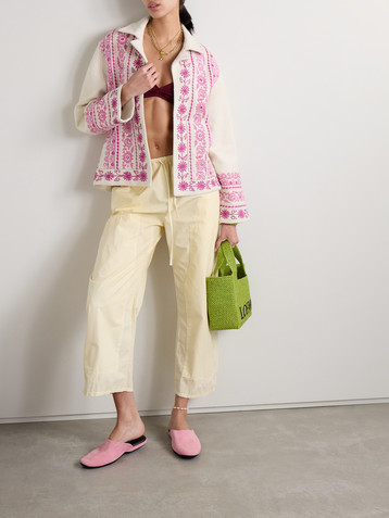 Alix Of Bohemia Riviera embellished embroidered floral-print silk-canvas jacket