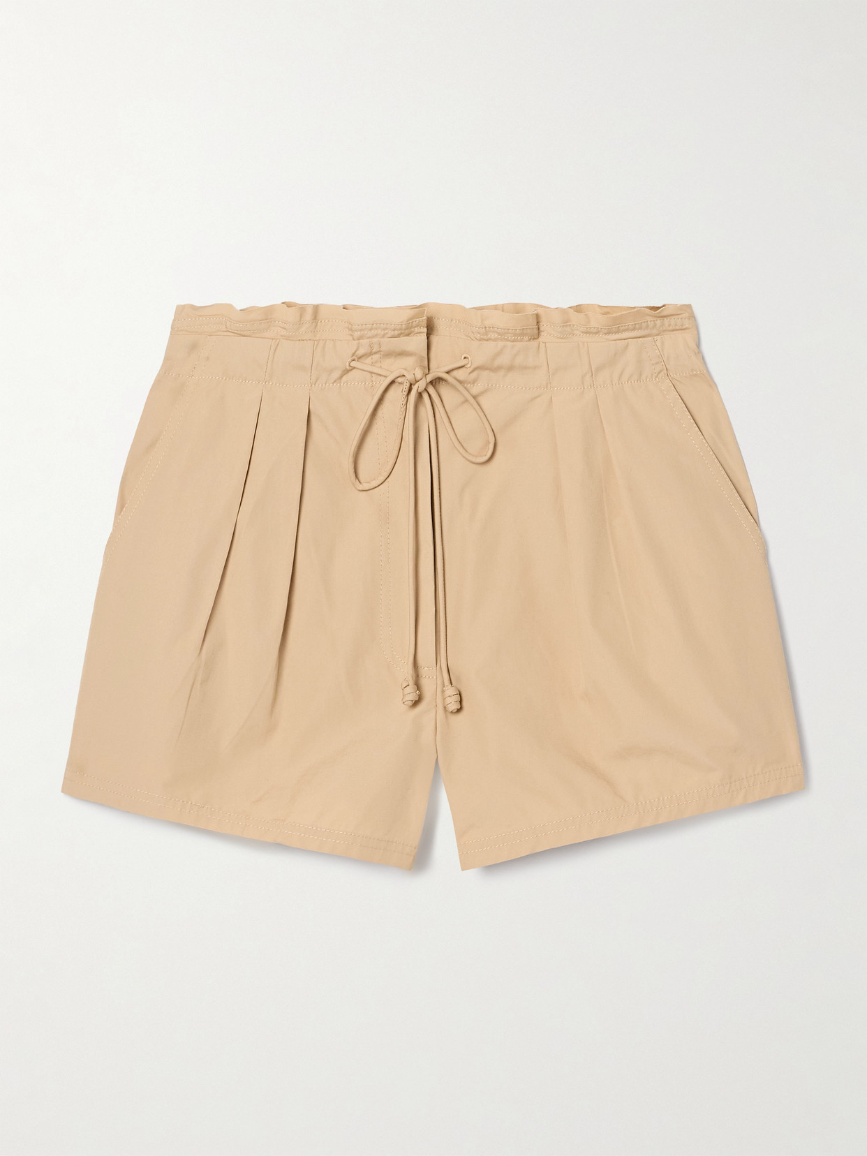 Ulla Johnson Camryn Pleated Cotton-poplin Shorts In Neutrals