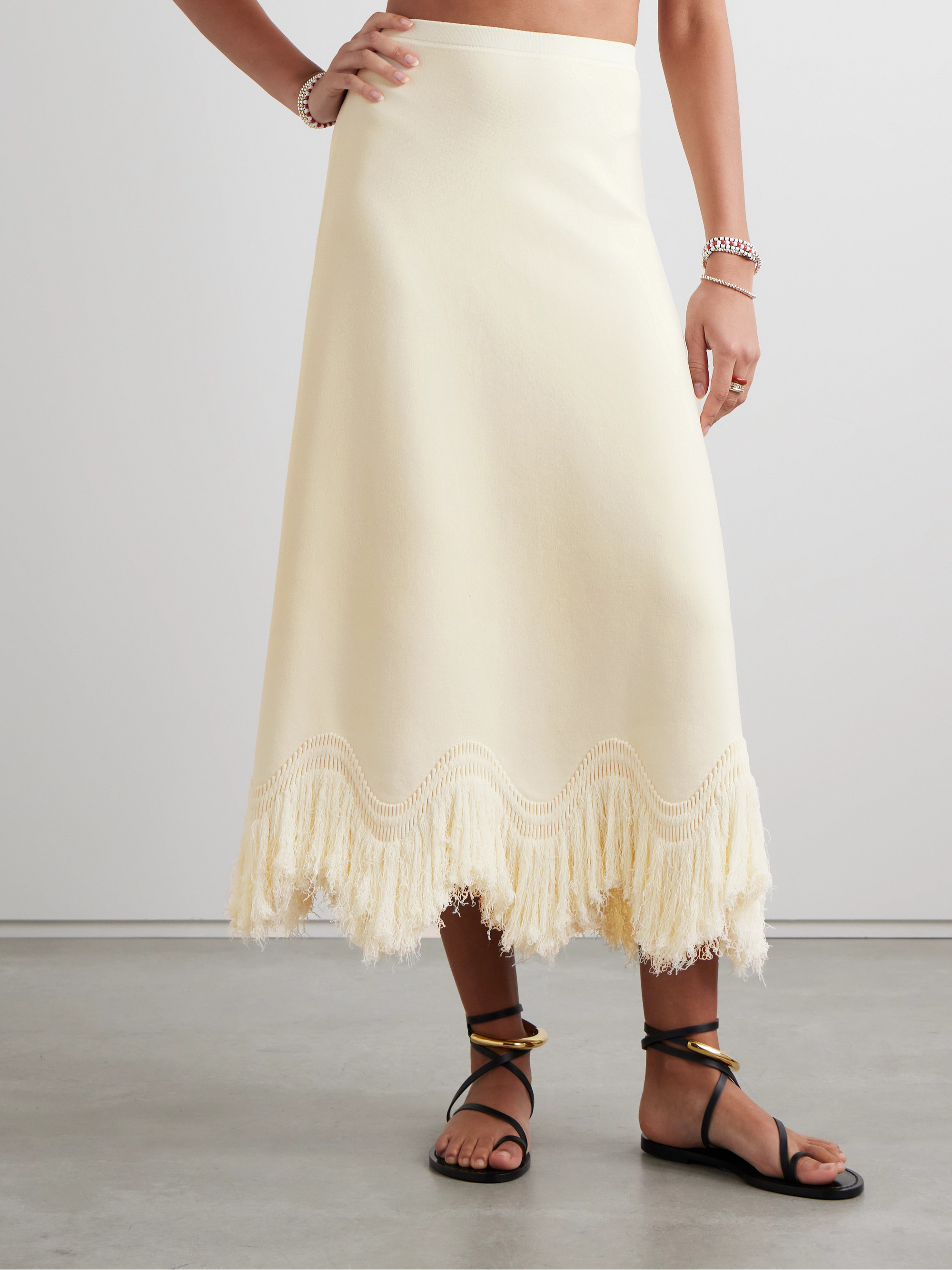 Ulla Johnson Paulina fringed knitted maxi skirt