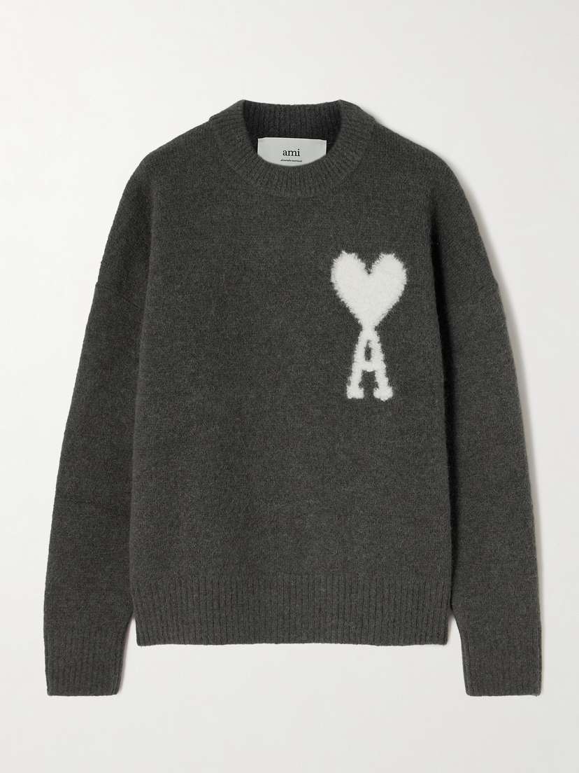 AMI PARIS Adc Oversized Intarsia Alpaca-blend Sweater