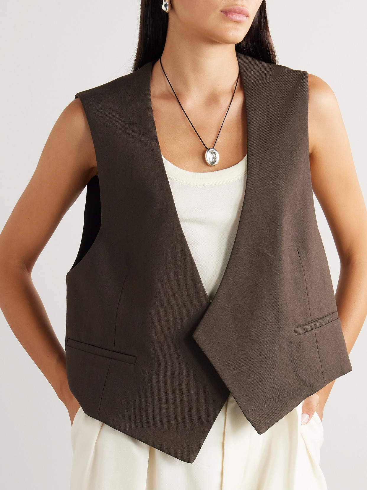 Ami Alexandre Mattiussi Wool-twill Vest In Brown