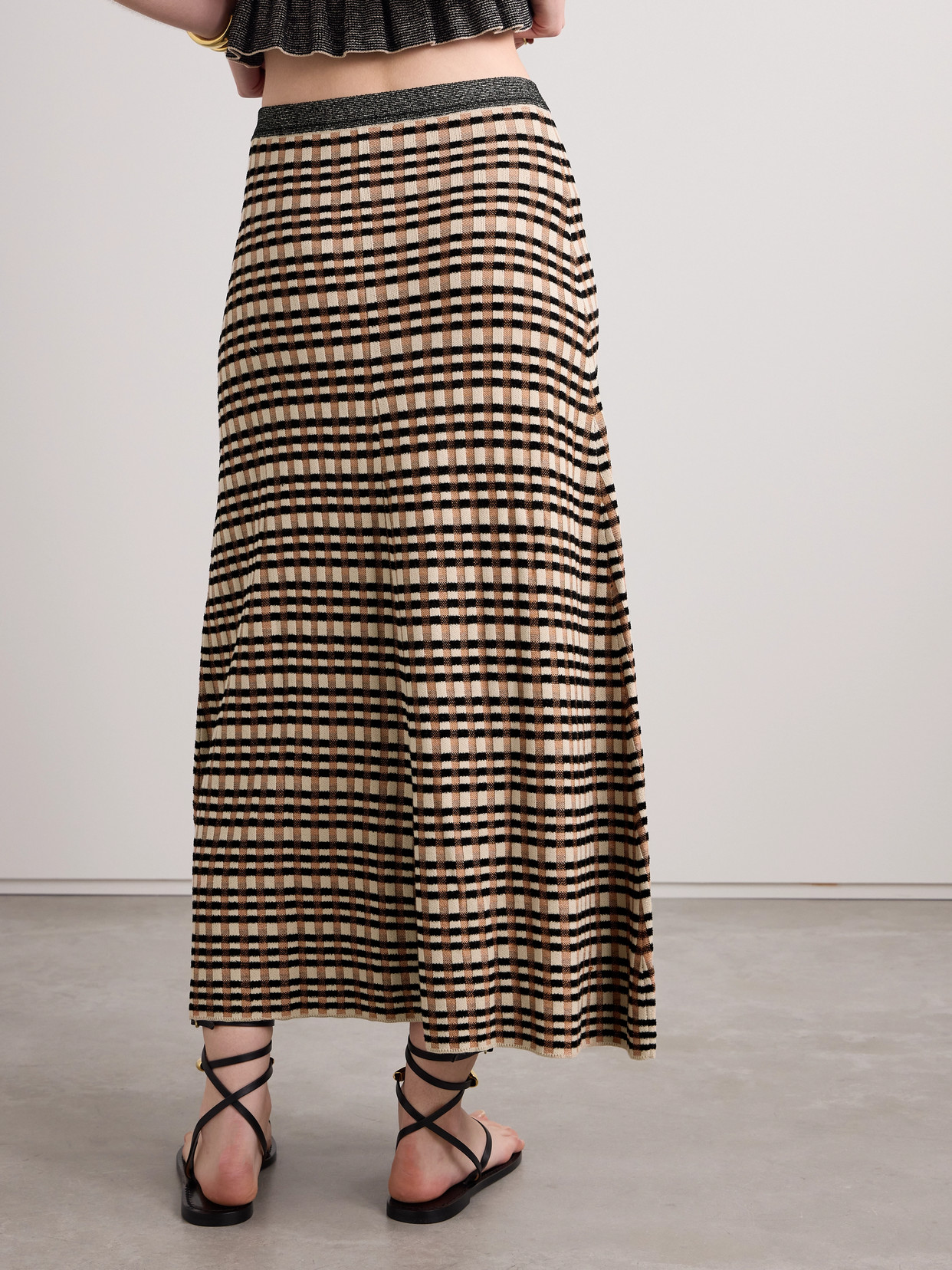 Ulla Johnson Amal Checked Midi Skirt In Multi