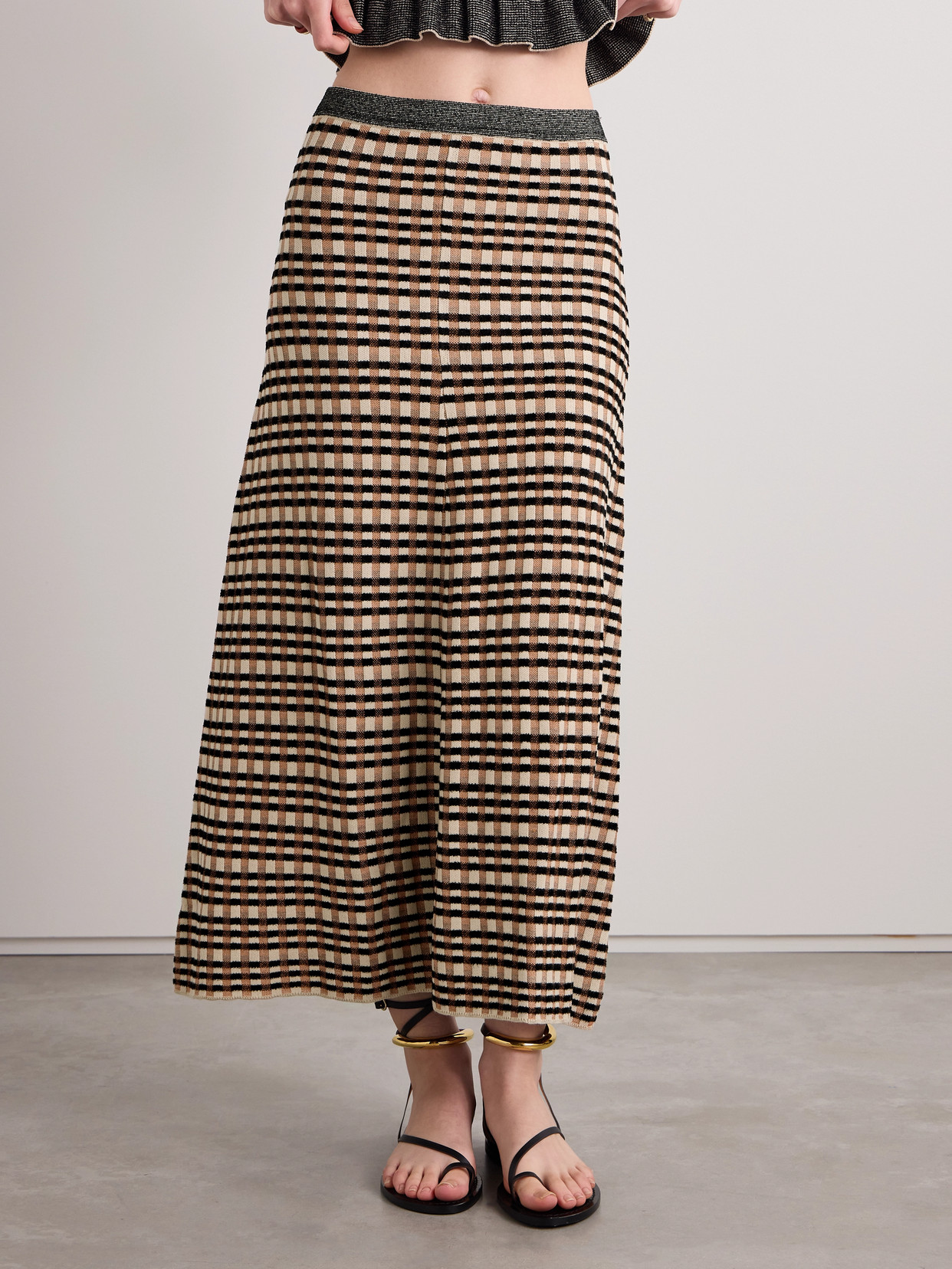 Ulla Johnson Amal Checked Midi Skirt In Multi