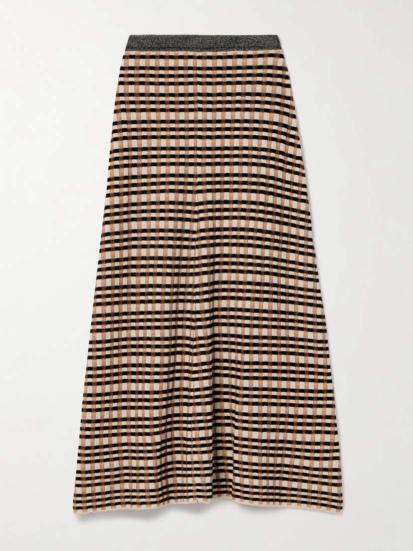 Ulla Johnson Amal Checked Jacquard-knit Maxi Skirt