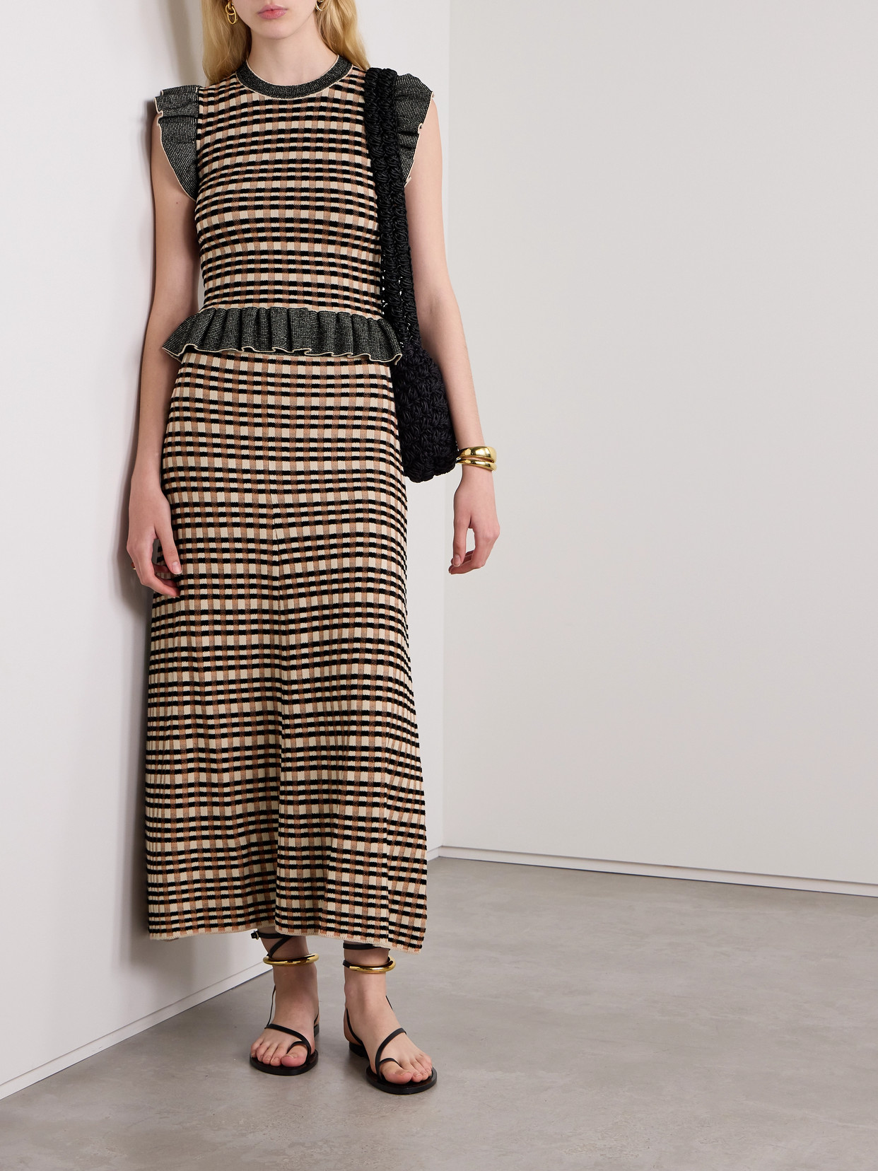 Ulla Johnson Amal Checked Midi Skirt In Multi