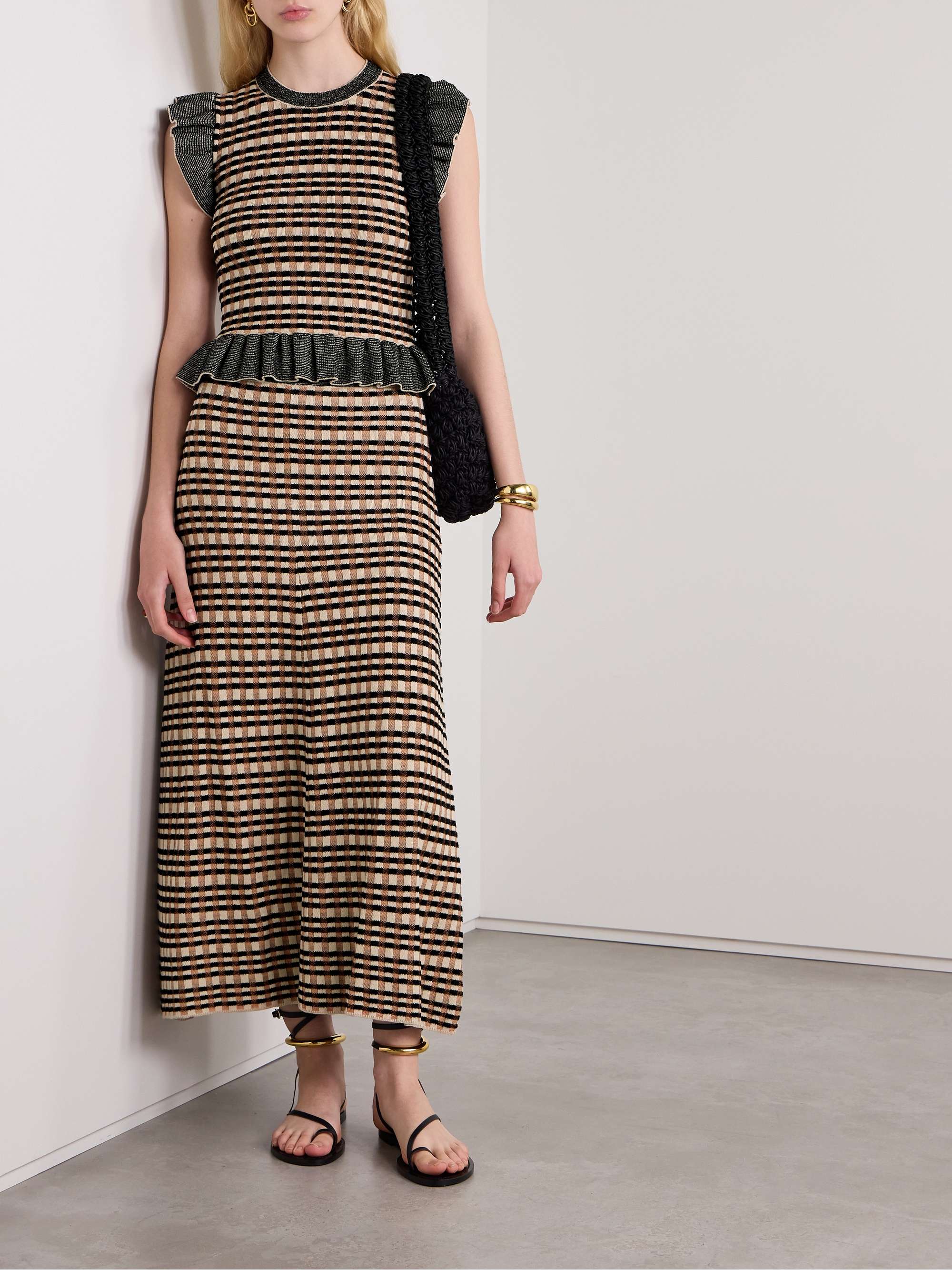 ULLA JOHNSON Amal checked jacquard-knit maxi skirt | NET-A