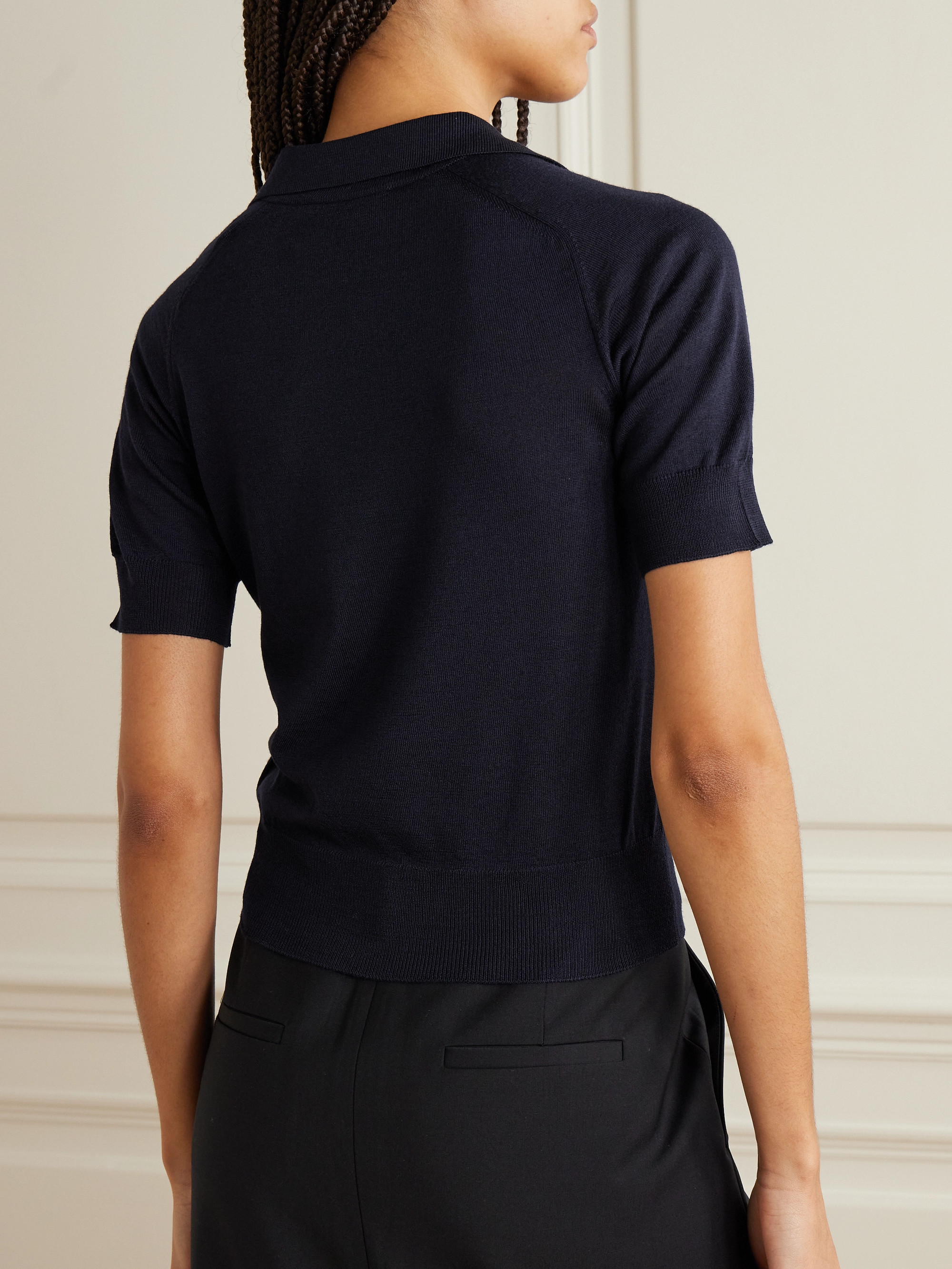 Ami Paris Embroidered merino wool polo shirt