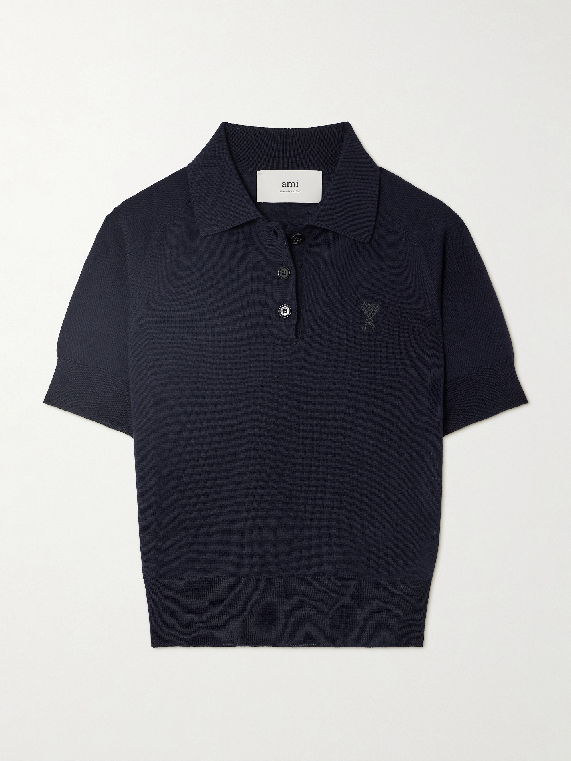 Ami Paris Embroidered merino wool polo shirt