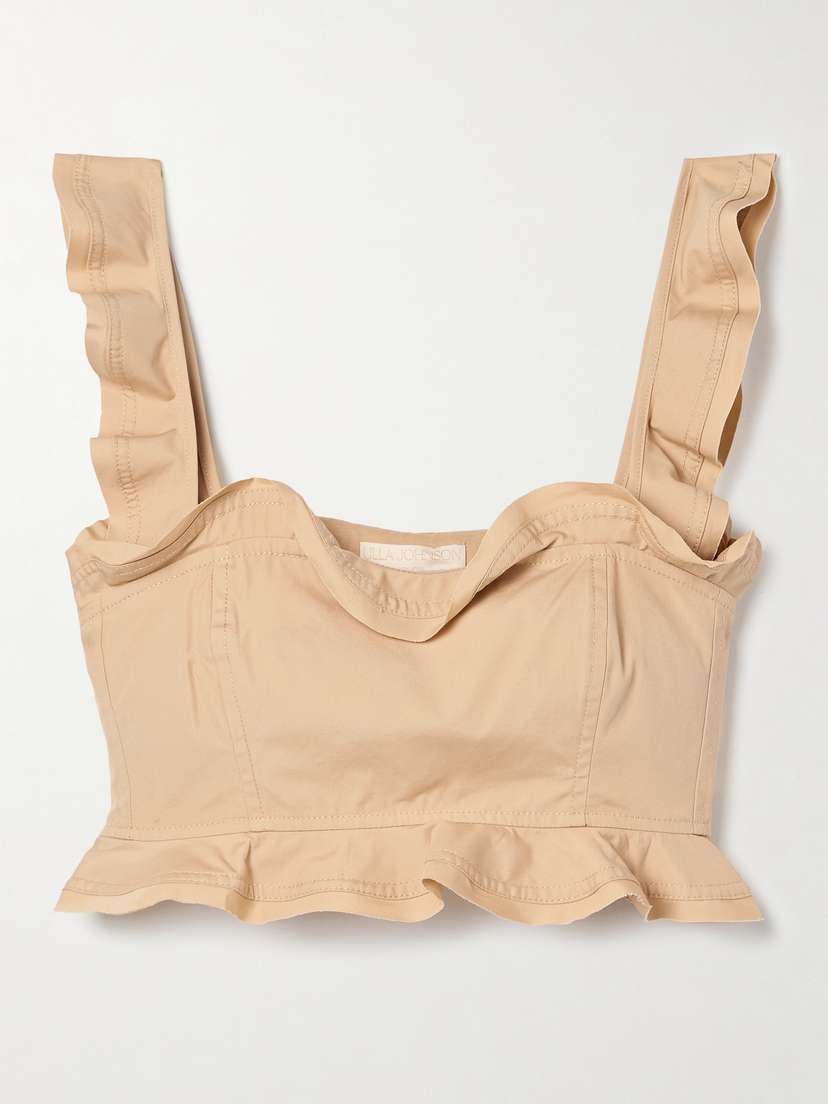 Ulla Johnson Belle Cropped Ruffled Cotton-poplin Top