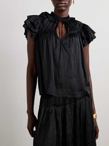 Ulla Johnson Liv plissé-charmeuse top