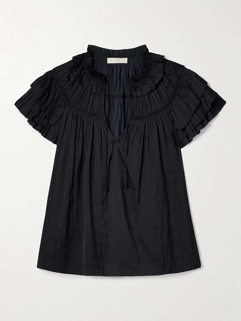 Ulla Johnson Liv Plissé-charmeuse Top