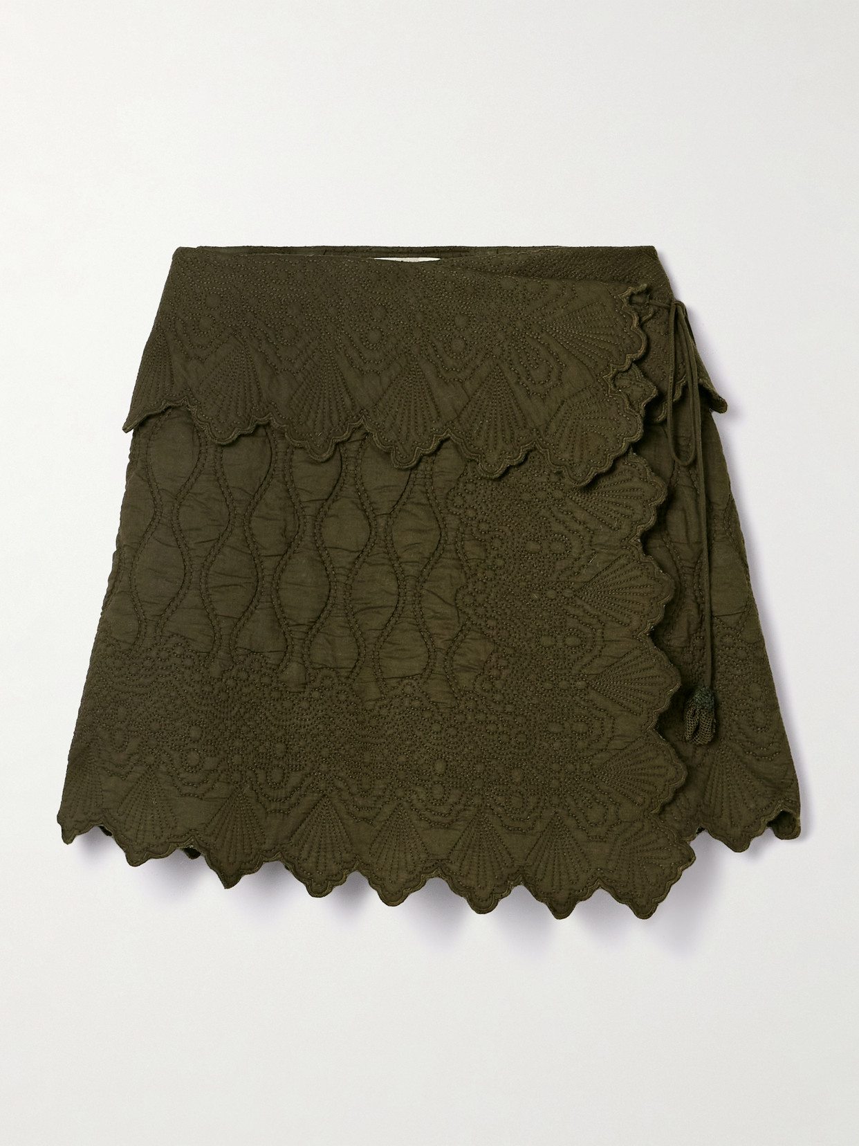 Ulla Johnson Taryn Quilted Cotton Mini Skirt In Green