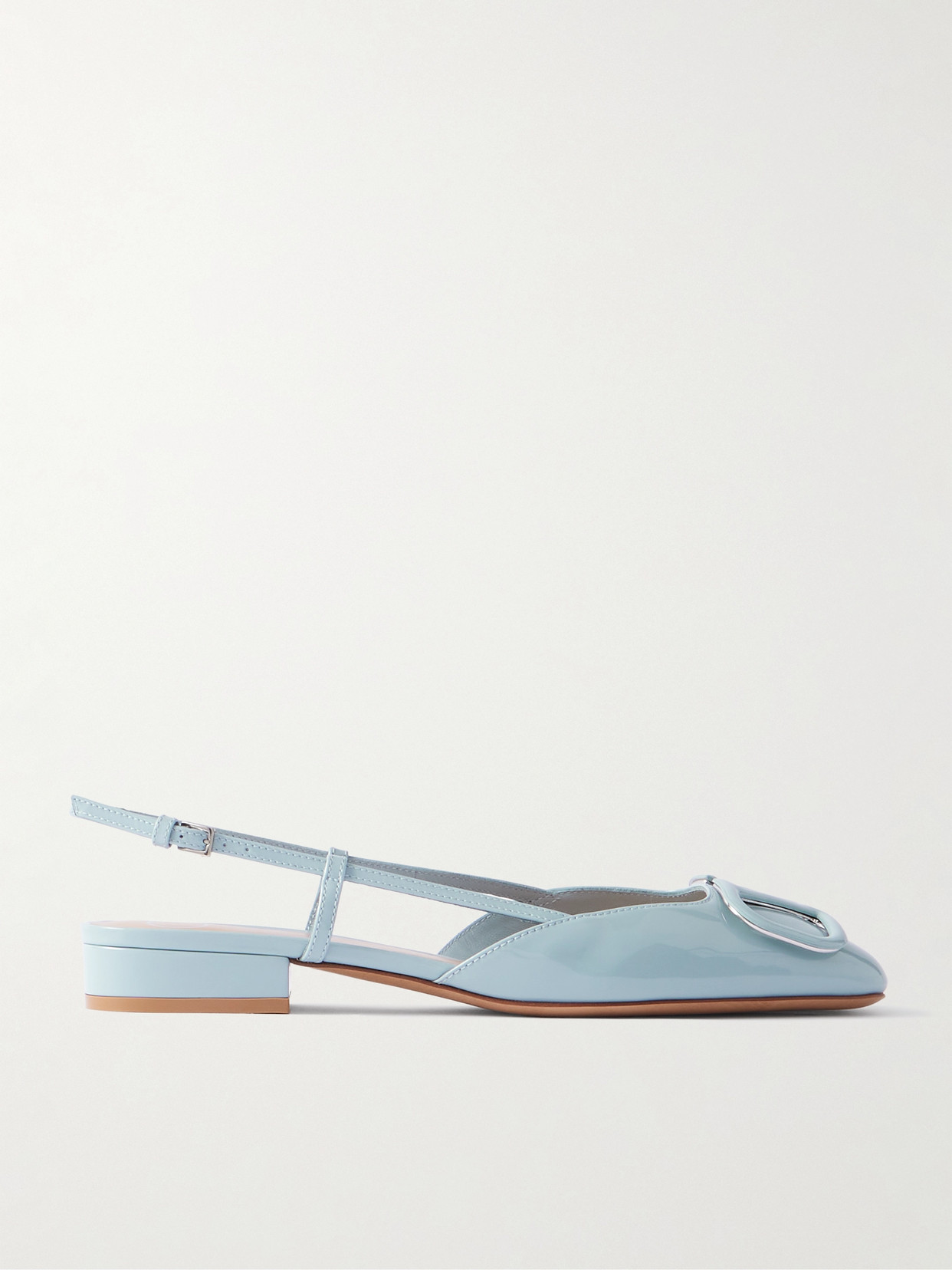 Valentino Garavani Ballerina 20 Appliquéd Patent-leather Slingback Flats In Blue